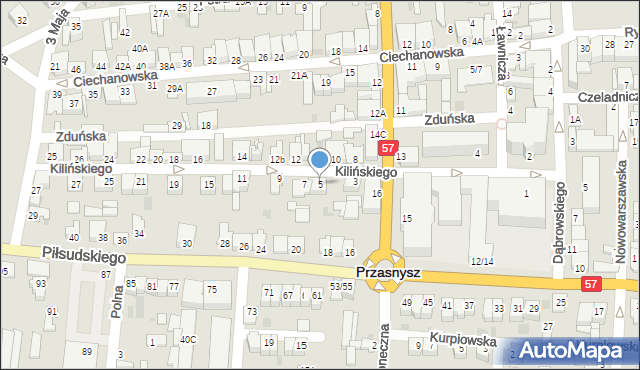 Przasnysz, Kilińskiego Jana, płk., 5, mapa Przasnysz