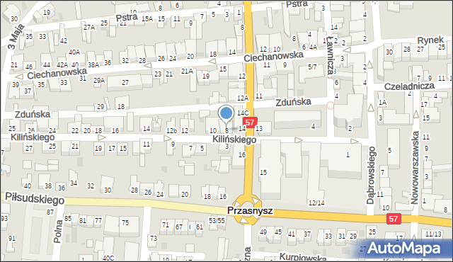 Przasnysz, Kilińskiego Jana, płk., 8, mapa Przasnysz