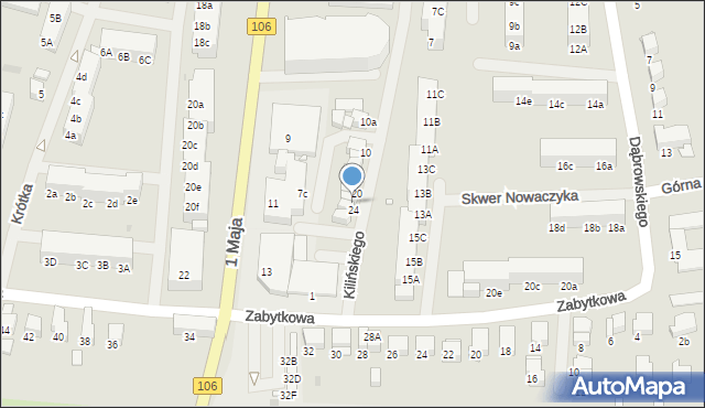 Pyrzyce, Kilińskiego Jana, płk., 22, mapa Pyrzyce