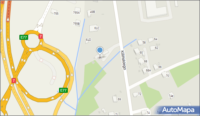 Rabka-Zdrój, Kilińskiego Jana, płk., 65, mapa Rabka-Zdrój