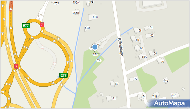 Rabka-Zdrój, Kilińskiego Jana, płk., 65b, mapa Rabka-Zdrój