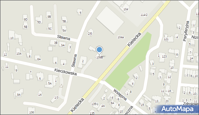 Radom, Kielecka, 104B, mapa Radomia