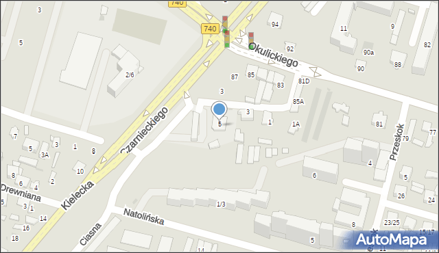 Radom, Kielecka, 5, mapa Radomia