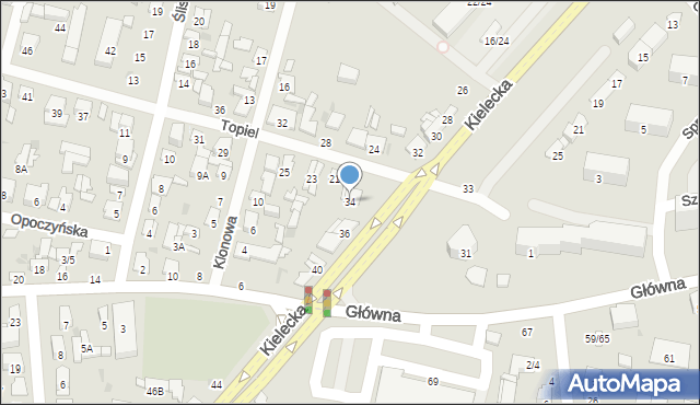 Radom, Kielecka, 34, mapa Radomia