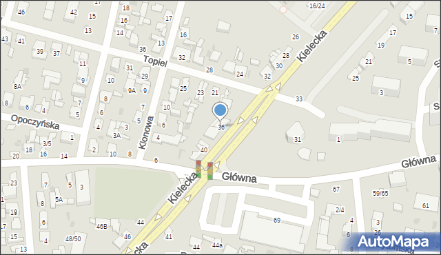 Radom, Kielecka, 36, mapa Radomia