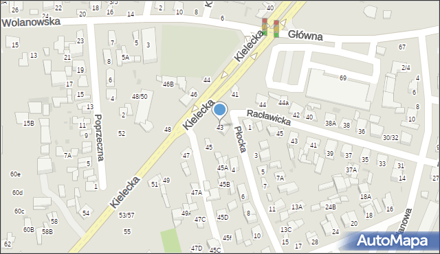 Radom, Kielecka, 43, mapa Radomia