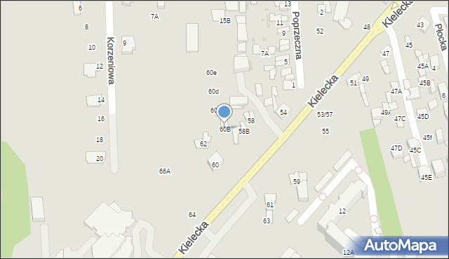 Radom, Kielecka, 60B, mapa Radomia