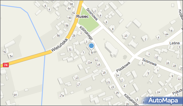 Rusiec, Kilińskiego Jana, płk., 9/1, mapa Rusiec