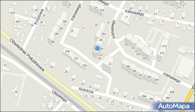 Rybnik, Kilińskiego Jana, płk., 29a, mapa Rybnika