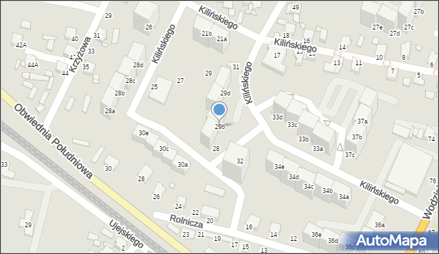 Rybnik, Kilińskiego Jana, płk., 29b, mapa Rybnika