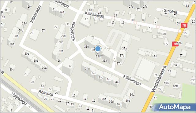 Rybnik, Kilińskiego Jana, płk., 33b, mapa Rybnika