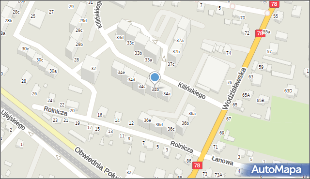 Rybnik, Kilińskiego Jana, płk., 34b, mapa Rybnika