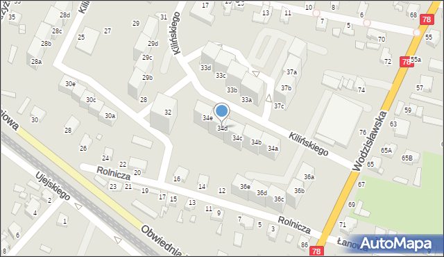 Rybnik, Kilińskiego Jana, płk., 34d, mapa Rybnika