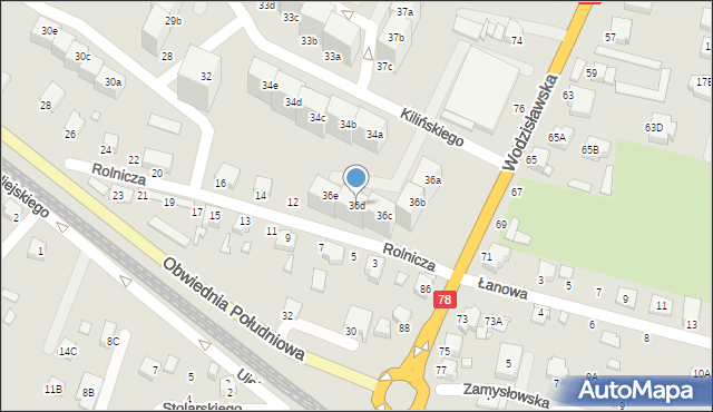Rybnik, Kilińskiego Jana, płk., 36d, mapa Rybnika