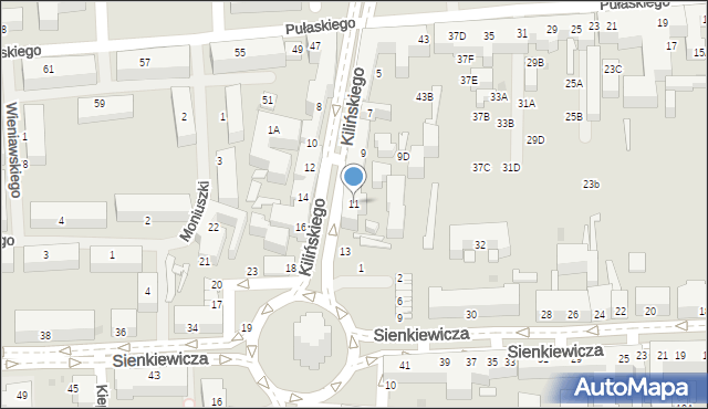 Siedlce, Kilińskiego Jana, płk., 11, mapa Siedlce
