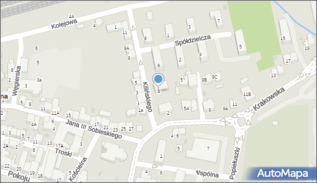 Skawina, Kilińskiego Jana, płk., 4, mapa Skawina