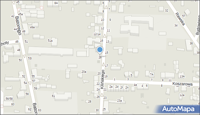 Skierniewice, Kilińskiego Jana, płk., 18, mapa Skierniewic