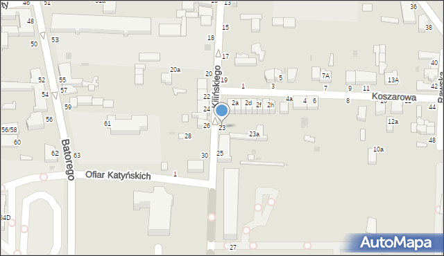 Skierniewice, Kilińskiego Jana, płk., 23, mapa Skierniewic