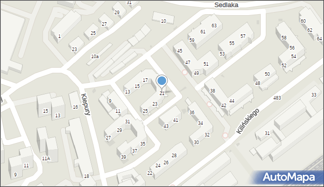 Sosnowiec, Kiepury Jana, 21, mapa Sosnowca