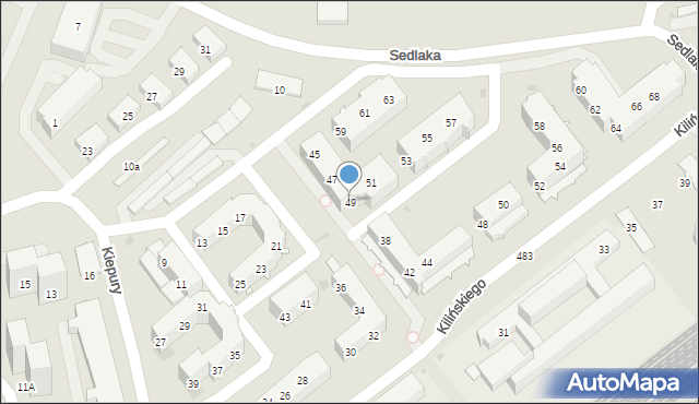 Sosnowiec, Kiepury Jana, 49, mapa Sosnowca