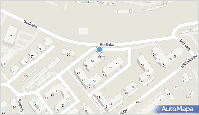 Sosnowiec, Kiepury Jana, 63, mapa Sosnowca