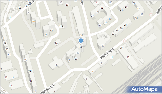 Sosnowiec, Kilińskiego Jana, płk., 14, mapa Sosnowca