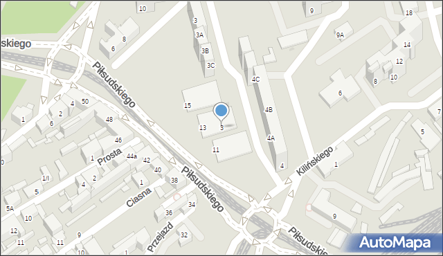 Sosnowiec, Kilińskiego Jana, płk., 3, mapa Sosnowca