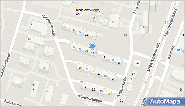 Sosnowiec, Kisielewskiego-Kisiela Stefana, 34, mapa Sosnowca