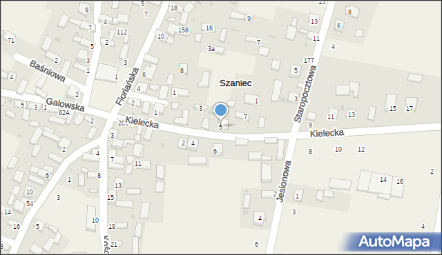 Szaniec, Kielecka, 5, mapa Szaniec