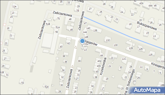 Szczecin, Kirasjerów, 15, mapa Szczecina