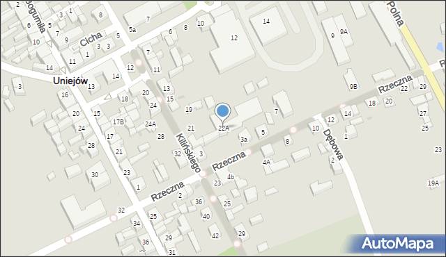 Uniejów, Kilińskiego Jana, płk., 22A, mapa Uniejów