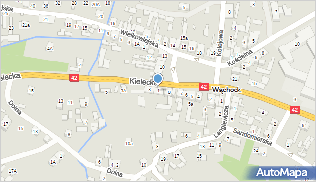 Wąchock, Kielecka, 1, mapa Wąchock