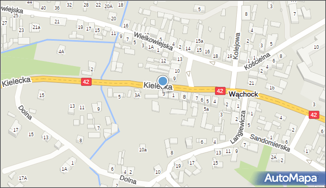 Wąchock, Kielecka, 3, mapa Wąchock