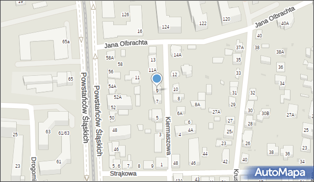 Warszawa, Kiermaszowa, 9, mapa Warszawy