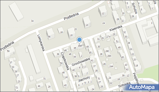 Warszawa, Kiwerska, 33A, mapa Warszawy