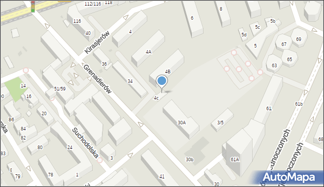 Warszawa, Kirasjerów, 4g, mapa Warszawy