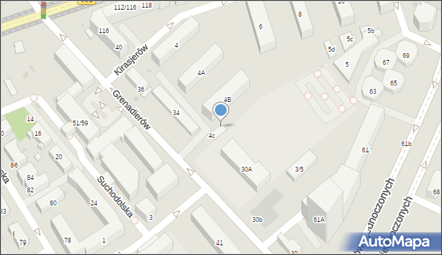 Warszawa, Kirasjerów, 4h, mapa Warszawy