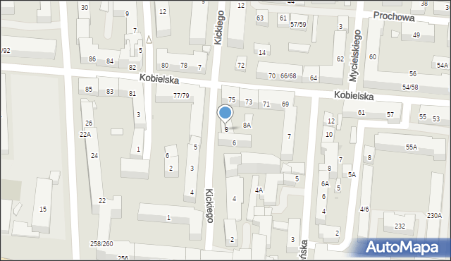 Warszawa, Kickiego Ludwika, 8, mapa Warszawy