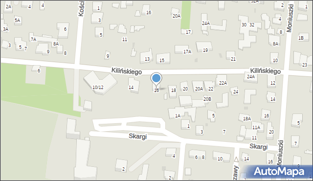 Warszawa, Kilińskiego Jana, płk., 16, mapa Warszawy