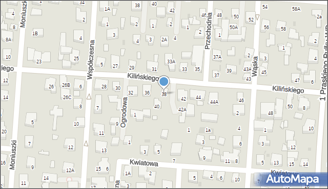 Warszawa, Kilińskiego Jana, płk., 38, mapa Warszawy