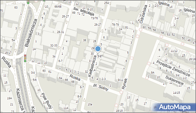 Wrocław, Kiełbaśnicza, 4, mapa Wrocławia