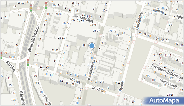 Wrocław, Kiełbaśnicza, 29, mapa Wrocławia