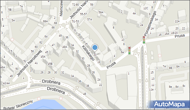Wrocław, Kilińskiego Jana, płk., 21, mapa Wrocławia