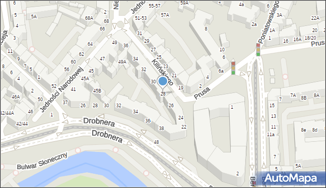 Wrocław, Kilińskiego Jana, płk., 28, mapa Wrocławia