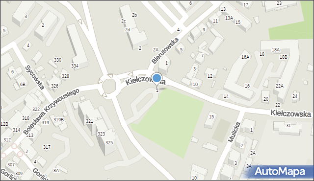 Wrocław, Kiełczowska, 1, mapa Wrocławia