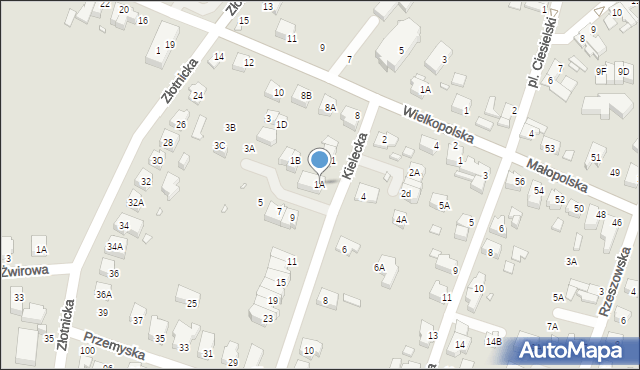 Wrocław, Kielecka, 1A, mapa Wrocławia