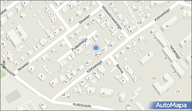 Września, Kilińskiego Jana, płk., 13, mapa Wrześni