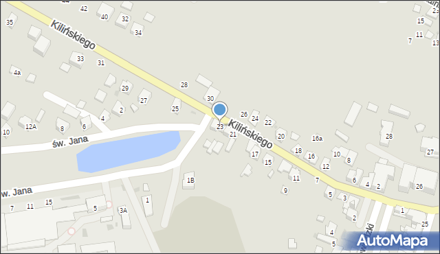 Żabno, Kilińskiego Jana, płk., 23, mapa Żabno