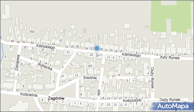 Zagórów, Kilińskiego Jana, płk., 13, mapa Zagórów