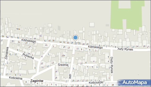 Zagórów, Kilińskiego Jana, płk., 22, mapa Zagórów